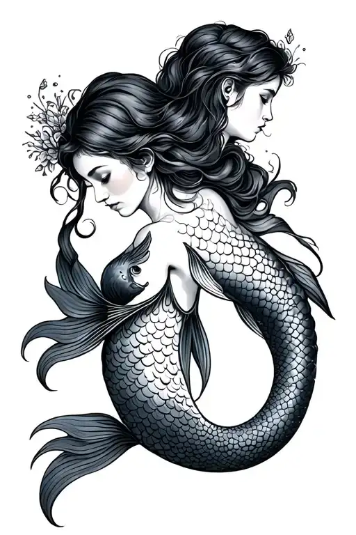 Pisces, mermaid, mother, Croatian, sister tattoo tattoo design idea