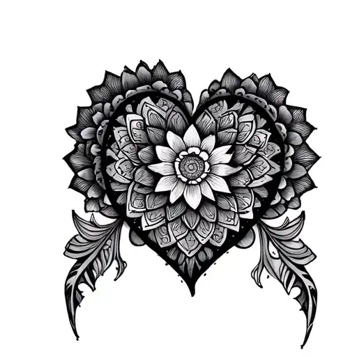 Heart Mandala tattoo design idea