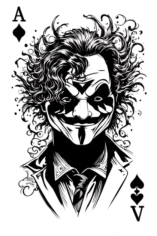 anonymous Hacker with joker card tattoo design idea