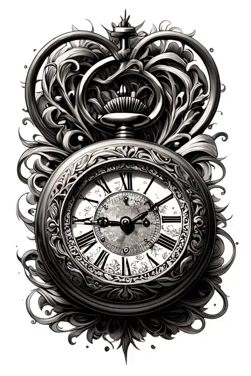 pocket watch with open face tattoo design idea