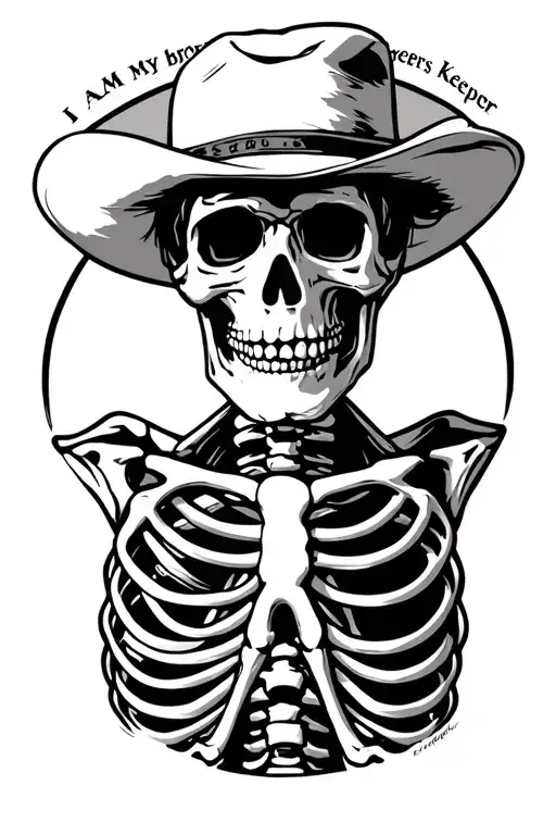 "I am my brothers keeper " Hank Williams skeleton tattoo design idea