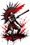 An Aztec underworld protector battling zombies tattoo design idea