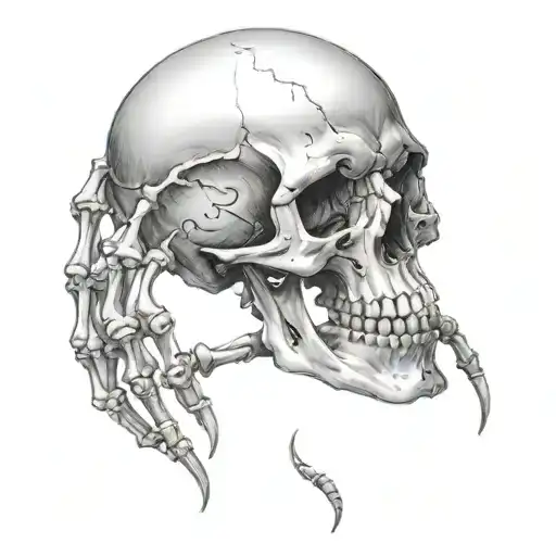 skull displaying his skeleton middle finger tattoo design idea