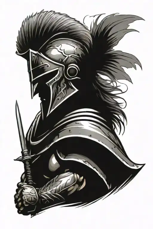 Spartan with shield and a sword tattoo design idea