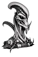 bio mechanic alien head hunter tattoo design idea