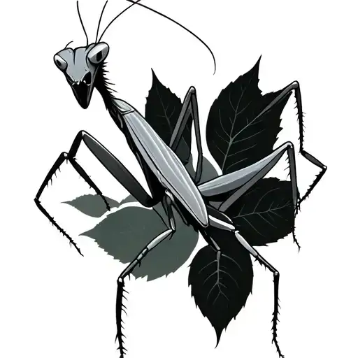 praying mantis tattoo design idea