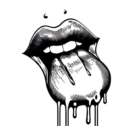 lips, tongue, dripping milk tattoo design idea
