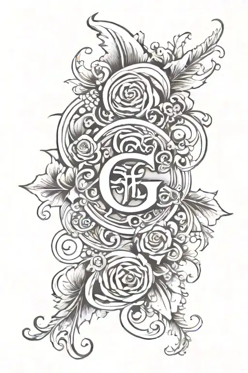 using capital letters of our names F,S,Y,M, create a tattoo, which reminds me of my family and my lovely rock songs tattoo design idea