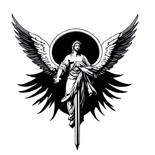 st michael archangel logo tattoo design idea