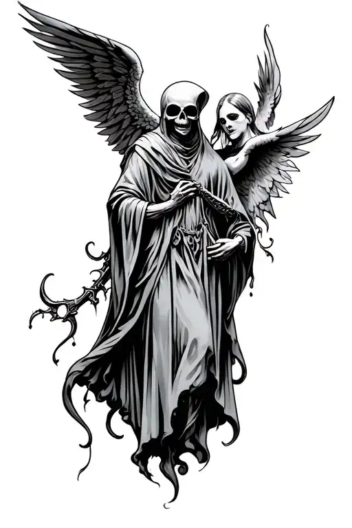 Grim Reaper And Angel tattoo design idea