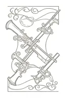 muskets crossing each other with scroll in the middle tattoo design idea