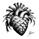 Pinecone in the shape of an anatomical heart tattoo design idea