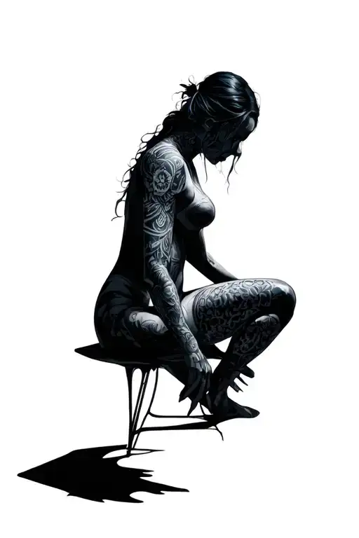 shadow figure bpd tattoo design idea