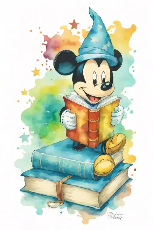 Mickey Mouse Harry Potter books tattoo design idea