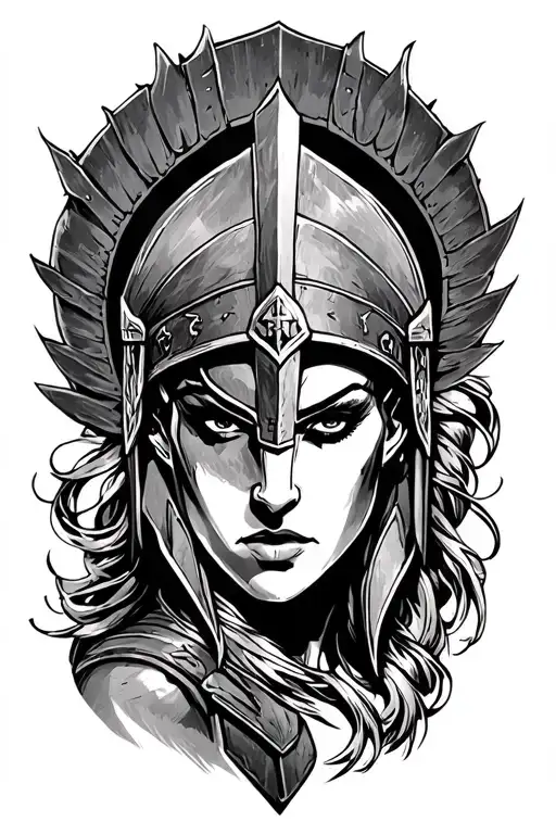 ares as a female spartan tattoo design idea