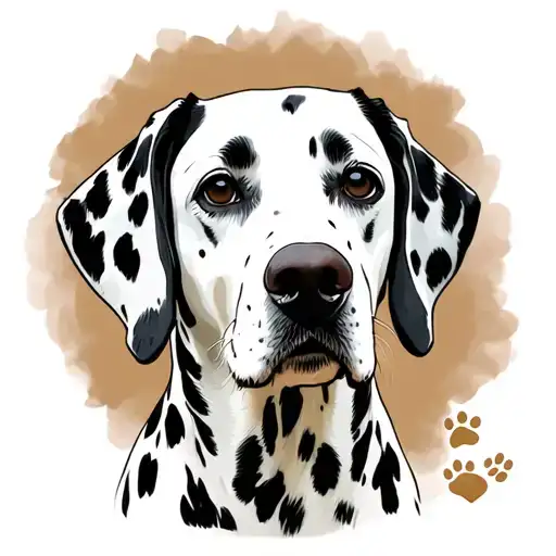 "Family" Dalmatian portrait with paw tattoo design idea