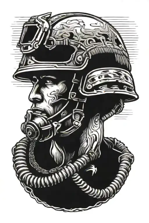military helmet tattoo design idea
