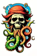 Davy jones and calypso with a kraken tattoo design idea