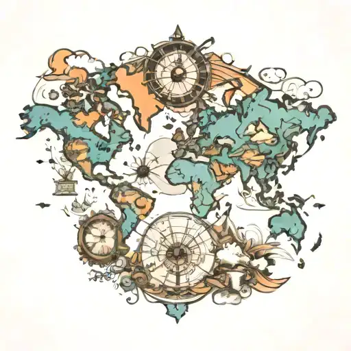 goal driven world map tattoo design idea