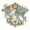 goal driven world map tattoo design idea