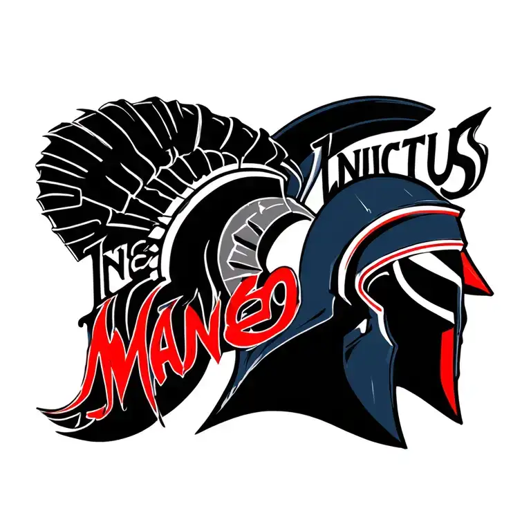 "Invictus Maneo" "Invictus Maneo" spartan helmet red white blue tattoo design idea