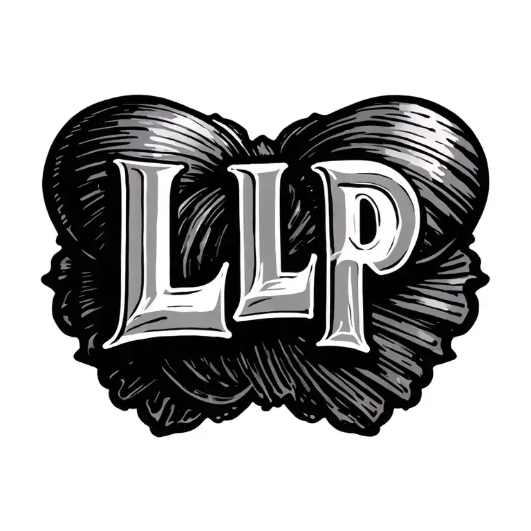 "LLP" cowrie shell pattern tattoo design idea