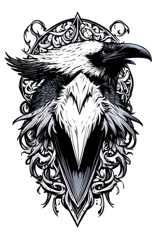 angry raven tattoo design idea