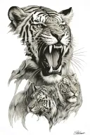 saber tooth tiger tattoo design idea