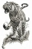 saber tooth tiger tattoo design idea