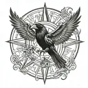 raven star compas tattoo design idea