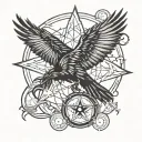 raven star compas tattoo design idea
