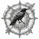 raven star compas tattoo design idea