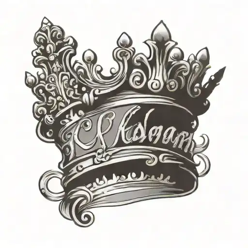 first name and king's crown tattoo design idea