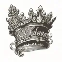 first name and king's crown tattoo design idea