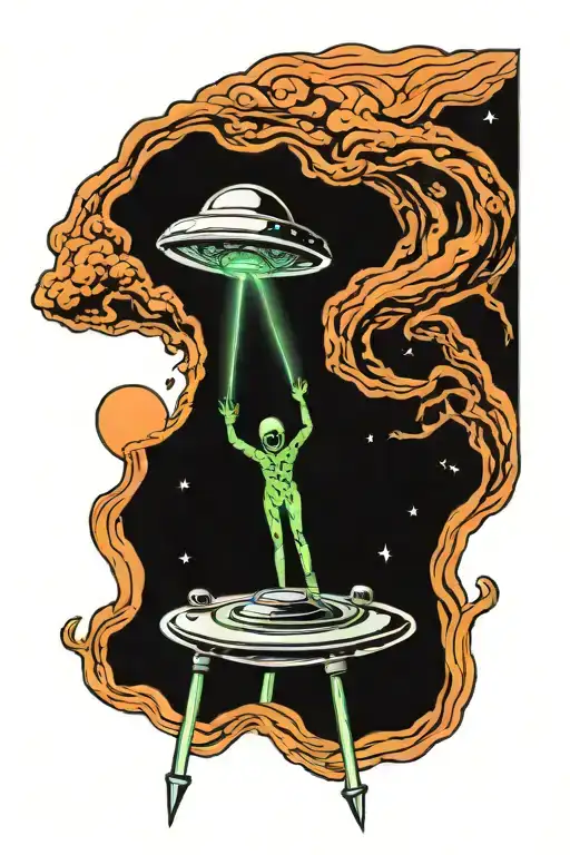 alien abduction tattoo design idea