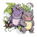 gengar and bulbasaur tattoo design idea