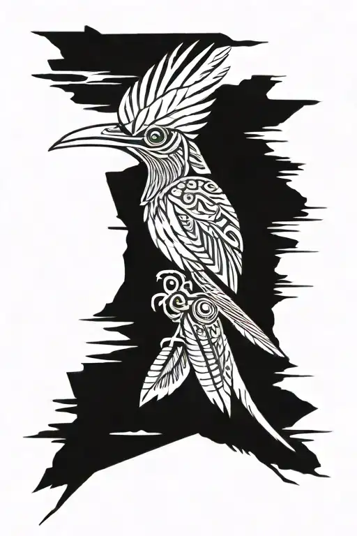 new mexico zia symbol, roadrunner, bull skull tattoo design idea