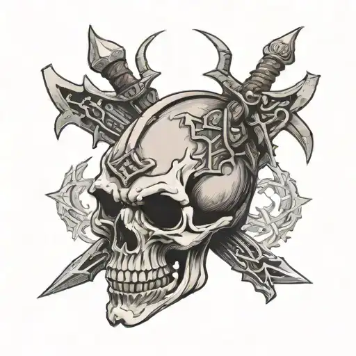 lord of the rings dwarven skull and crossed axes tattoo design idea