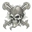 lord of the rings dwarven skull and crossed axes tattoo design idea
