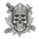 lord of the rings dwarven skull and crossed axes tattoo design idea