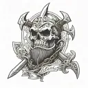 lord of the rings dwarven skull and crossed axes tattoo design idea