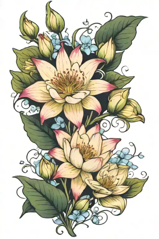 larkspurs and water lily tattoo tattoo design idea