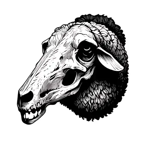Black sheep skull tattoo design idea