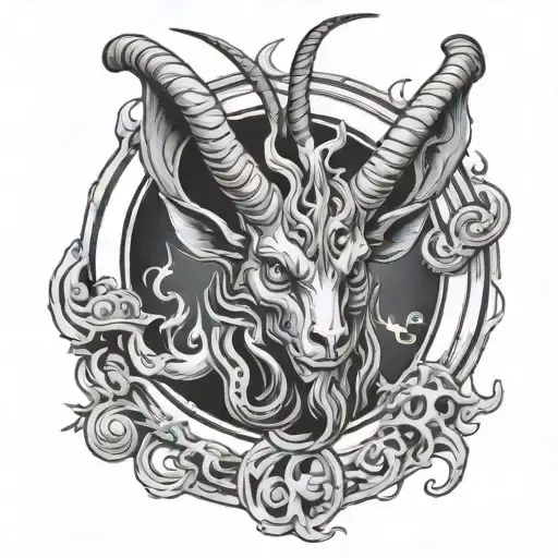 Baphomet in black hole sucking tattoo design idea