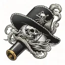 pirate ship straw hat rhum bottle tattoo design idea