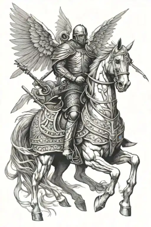 winged hussar warriors riding tattoo design idea