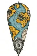 map with compass tattoo design idea