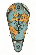 map with compass tattoo design idea