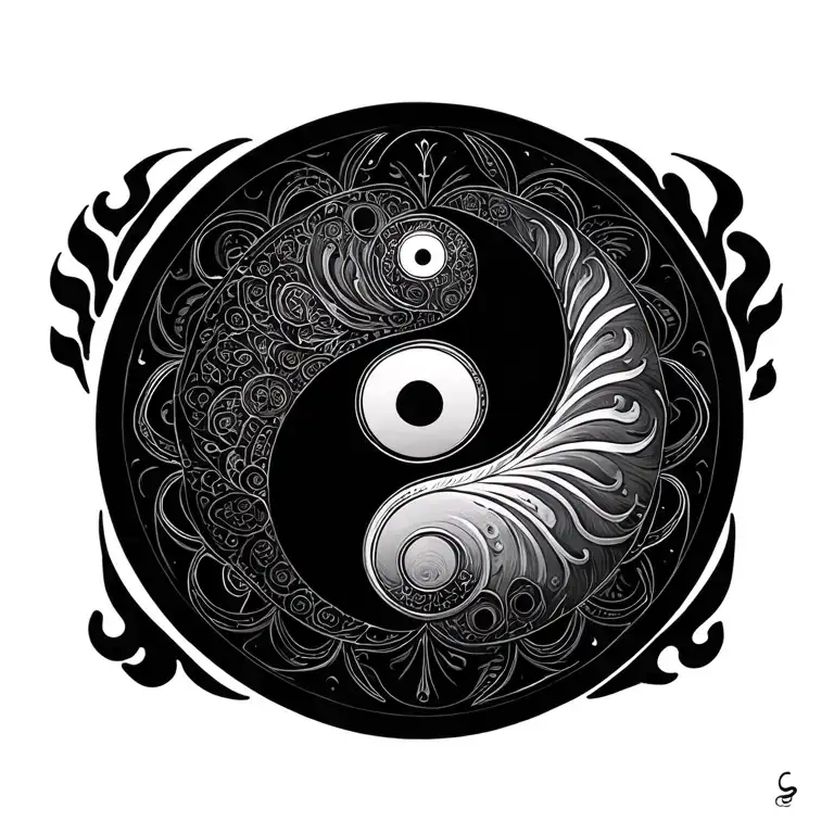 Yin Yang Mandala Design Incorating tattoo design idea