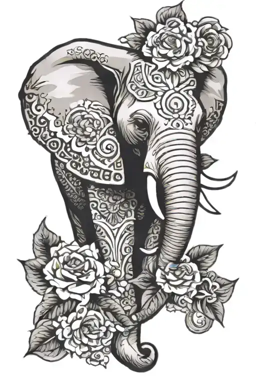 elephant head with Mandela design with elements inspired tattoo design idea